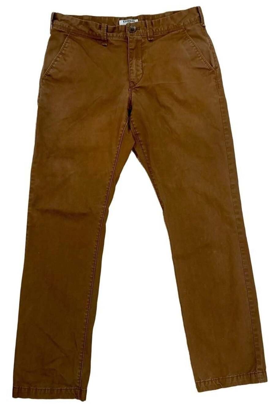 Express Finn Slim Fit Chino Pants Mens 30x30 Brown Twill 100% Cotton